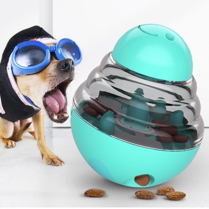 Interactive Dog Puzzle Feeder with Adjustable Food Dispensing Holes (Blue)