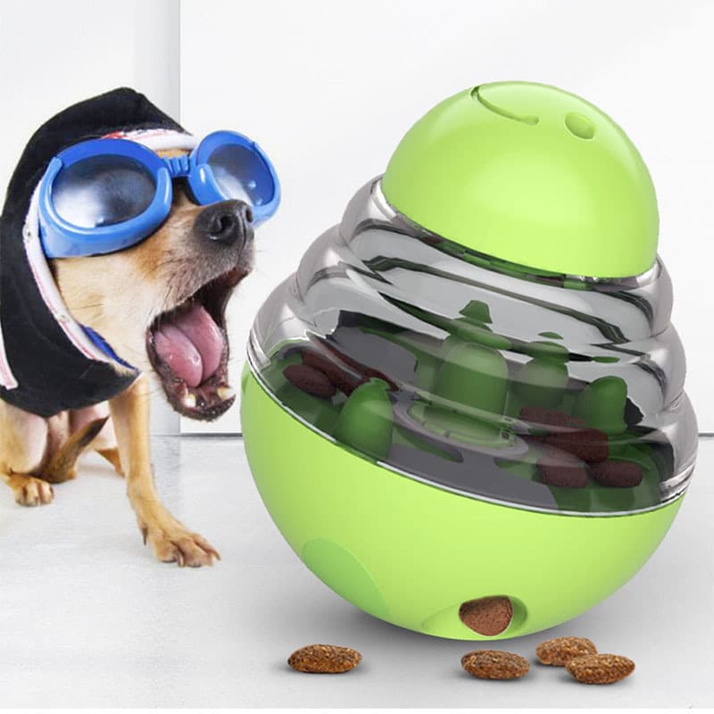 Interactive Dog Puzzle Feeder with Adjustable Food Dispensing Holes (Green)