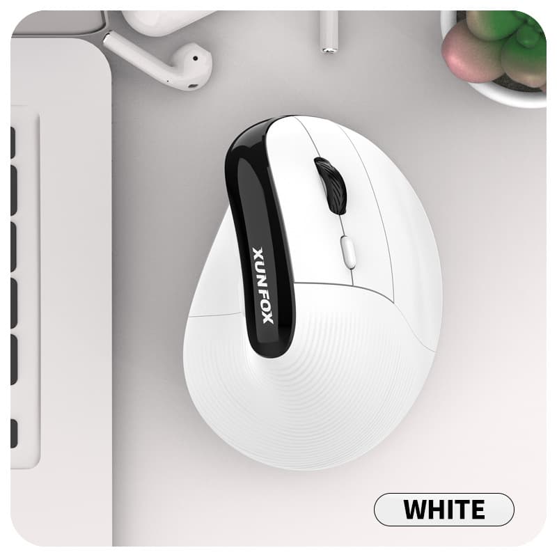Two Ergonomic Vertical Wireless Mouse - Dual Mode - White