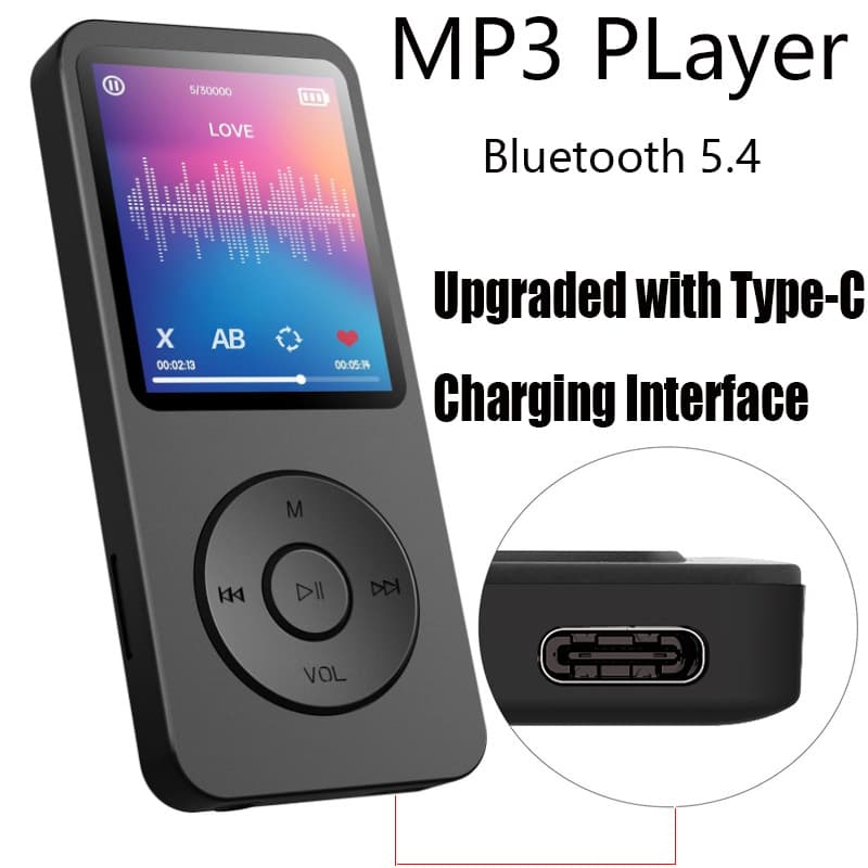 Portable Digital Music Player - Bluetooth 5.4, Hi-Fi Lossless - Black 8GB