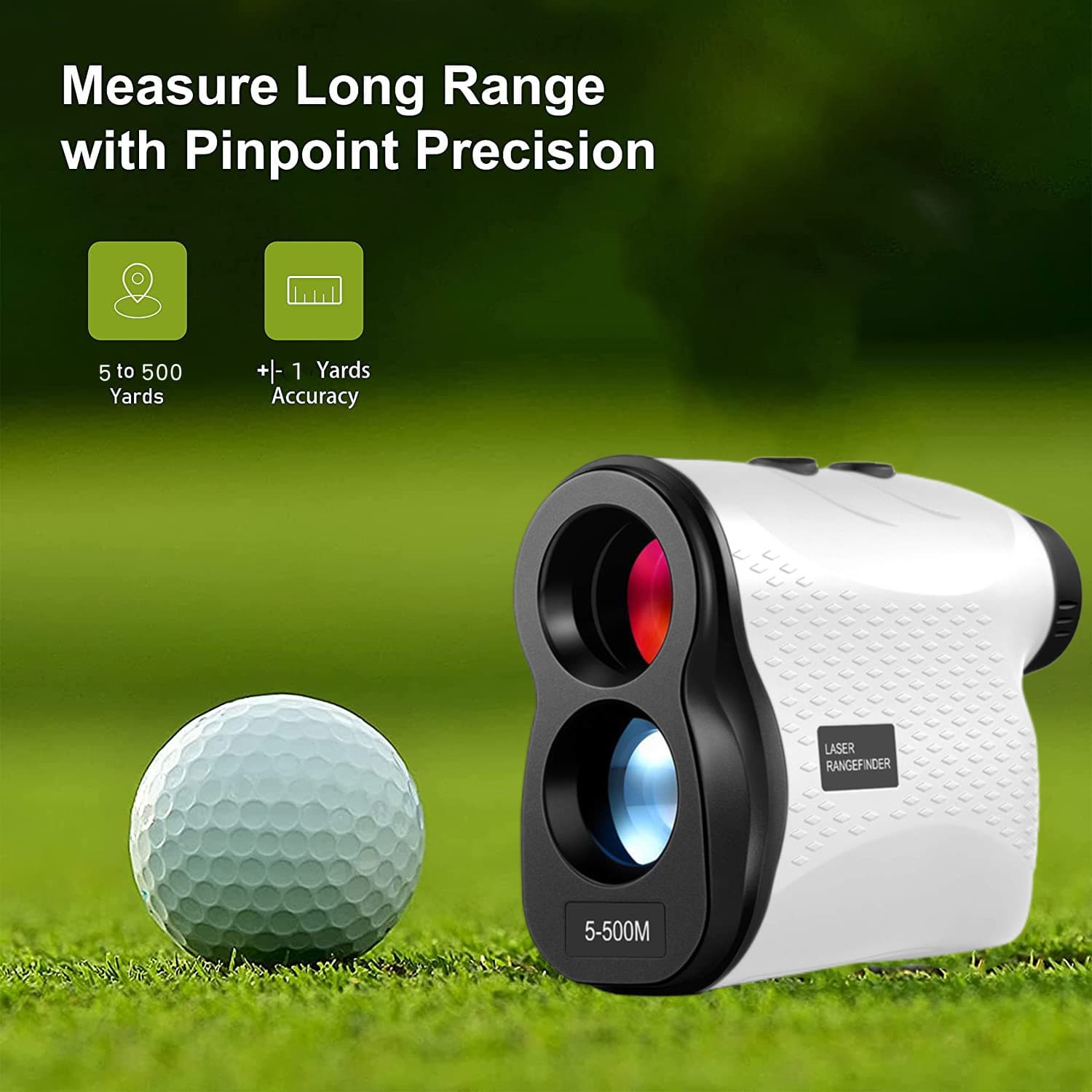 Long Range Laser Rangefinder - 5-500 Yards, Pinpoint Accuracy - White