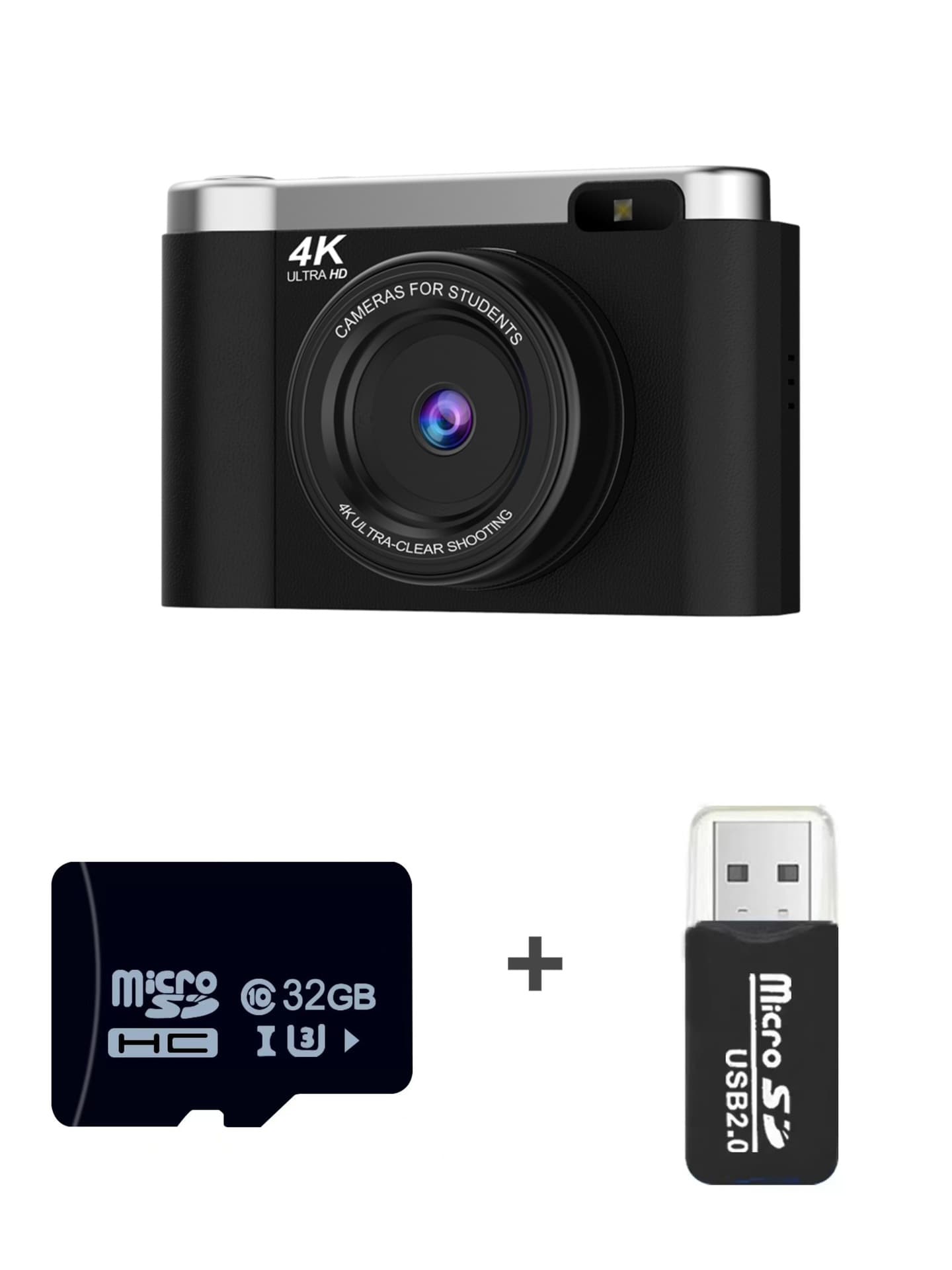 4K Ultra HD Digital Camera - 75MP, 2.8-inch Rotatable Screen, Auto - Black
