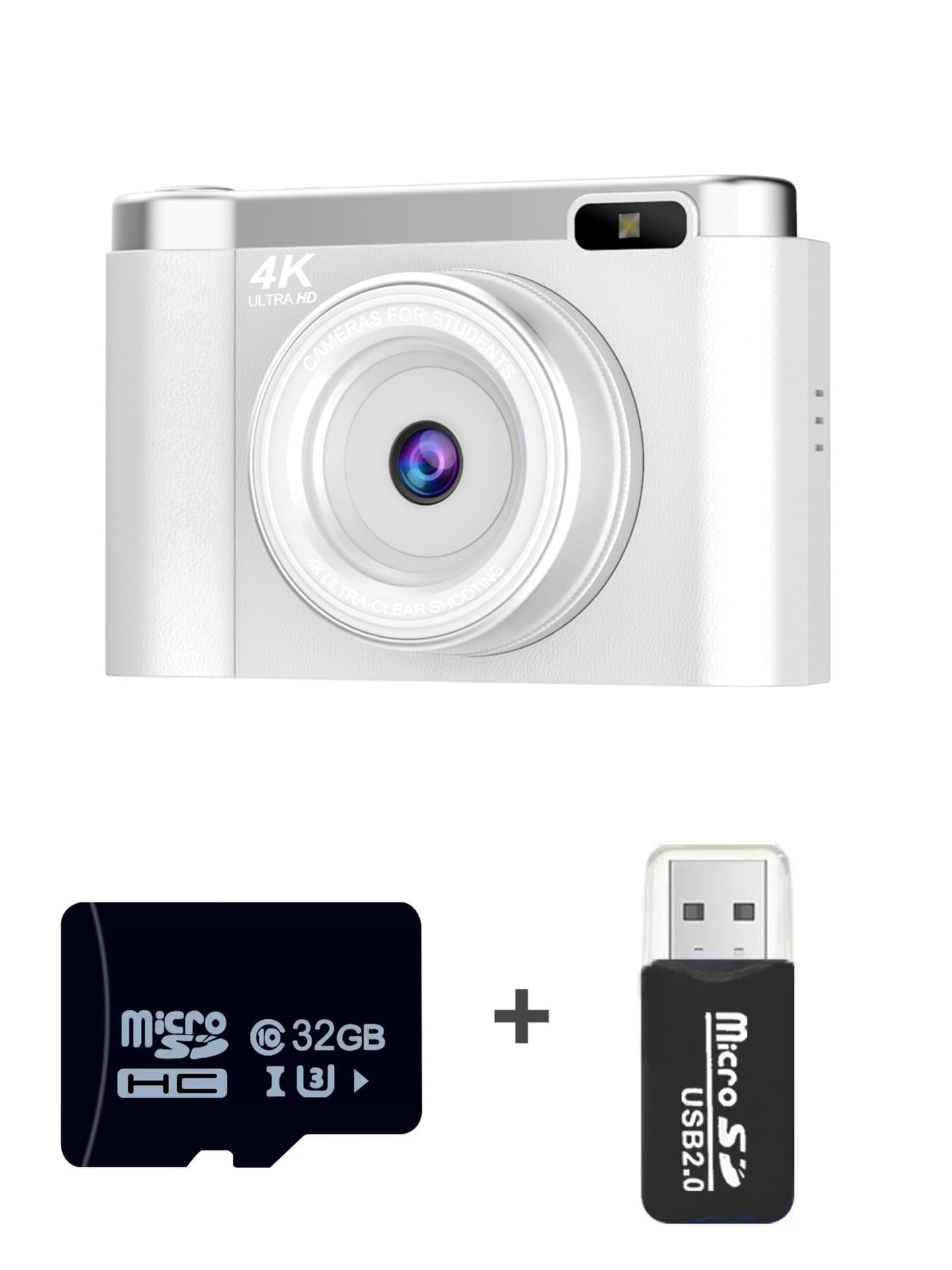 4K Ultra HD Digital Camera - 75MP, 2.8-inch Rotatable Screen, Auto - White