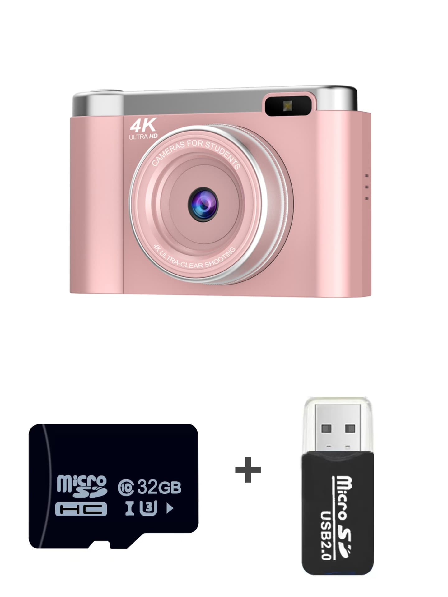 4K Ultra HD Digital Camera - 75MP, 2.8-inch Rotatable Screen, Auto - Pink
