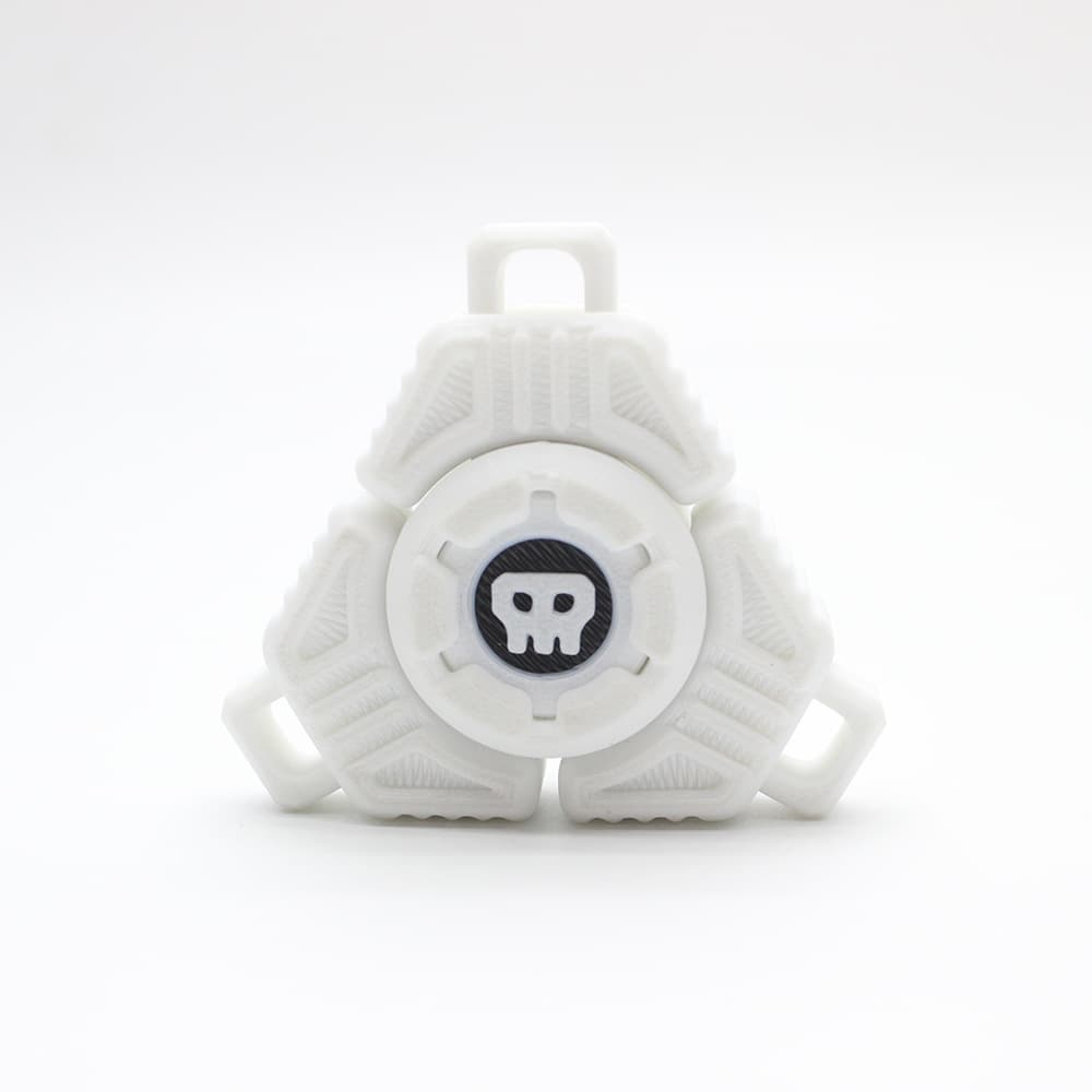 Two Sci-Fi Triangular Keychain Fidget Spinner - 3D Printed EDC - White