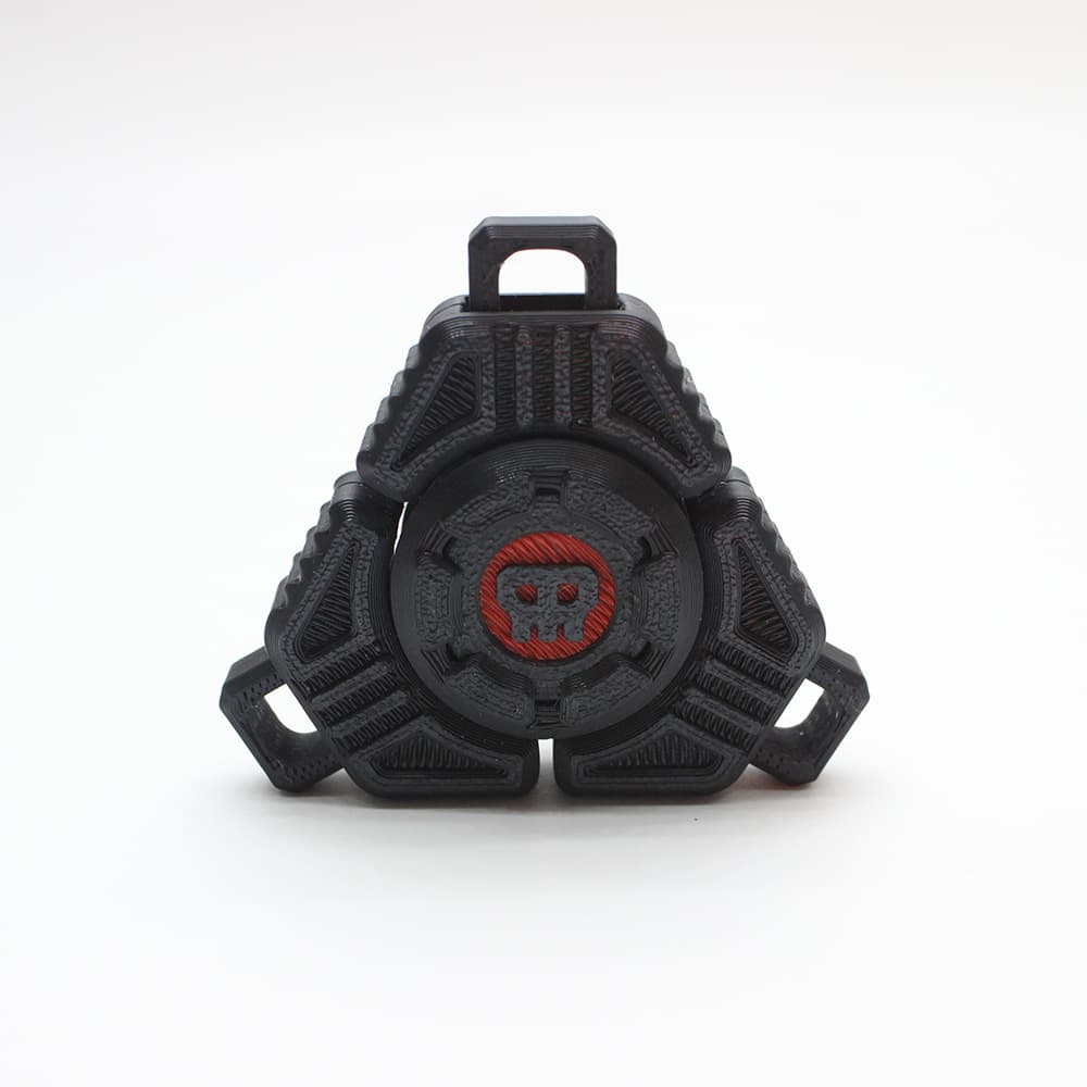 Two Sci-Fi Triangular Keychain Fidget Spinner - 3D Printed EDC - Black