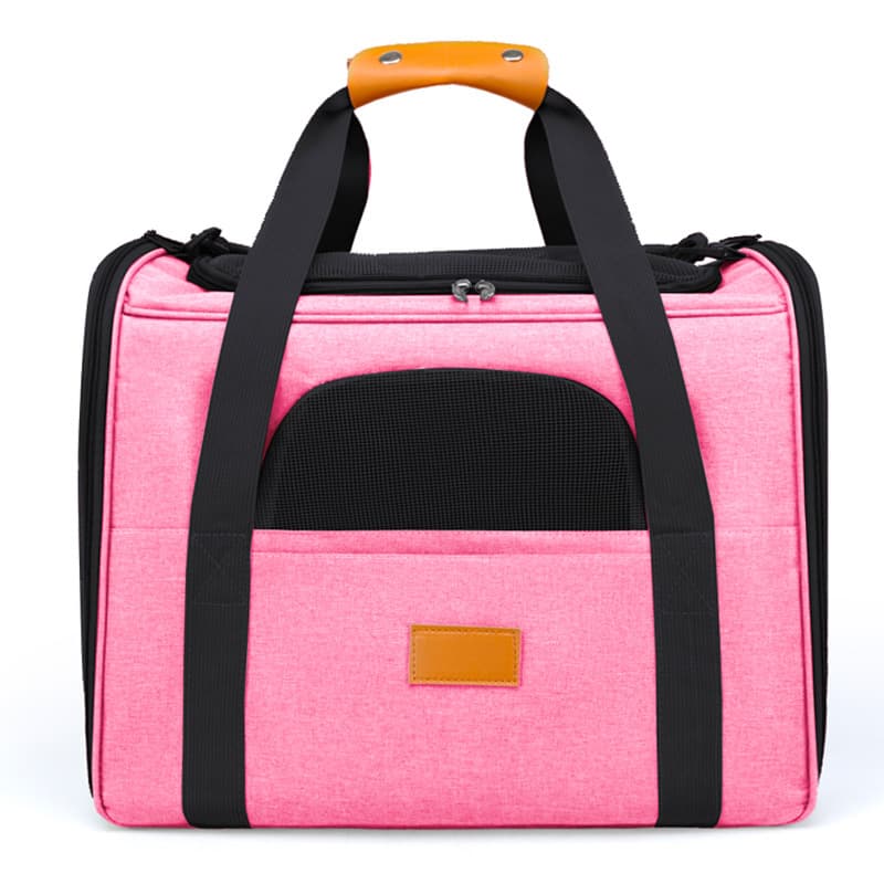 Foldable Soft-Sided Pet Carrier for Travel - Fits Cats & Small Dogs - Pink