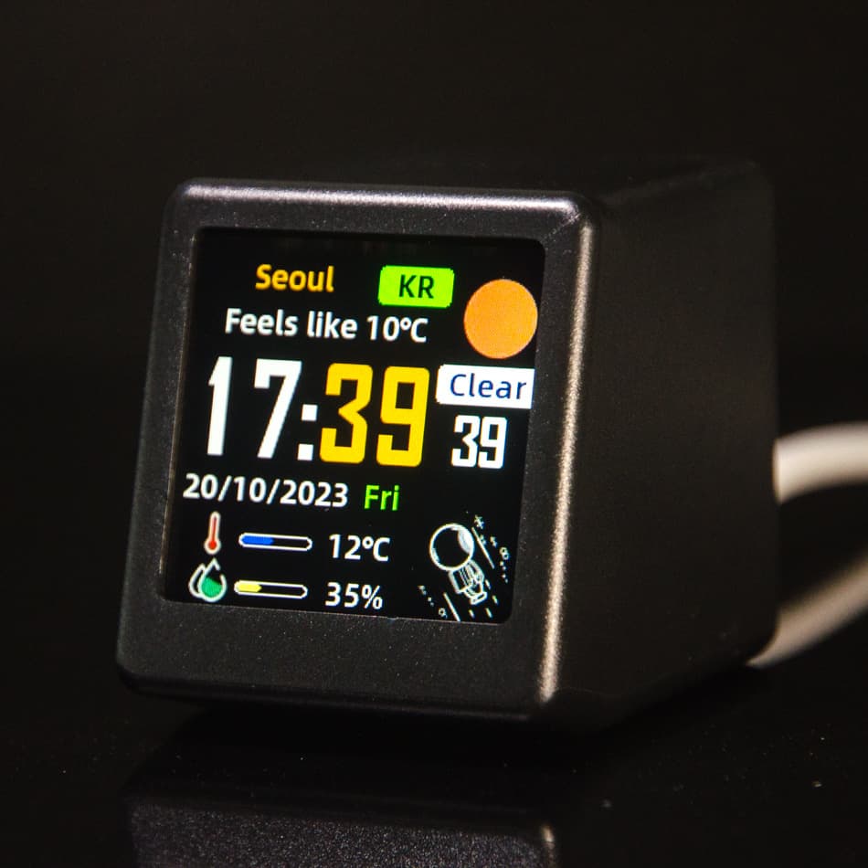 2-Piece Mini Smart Wi-Fi Weather Station Clock - Desktop Digital - Black