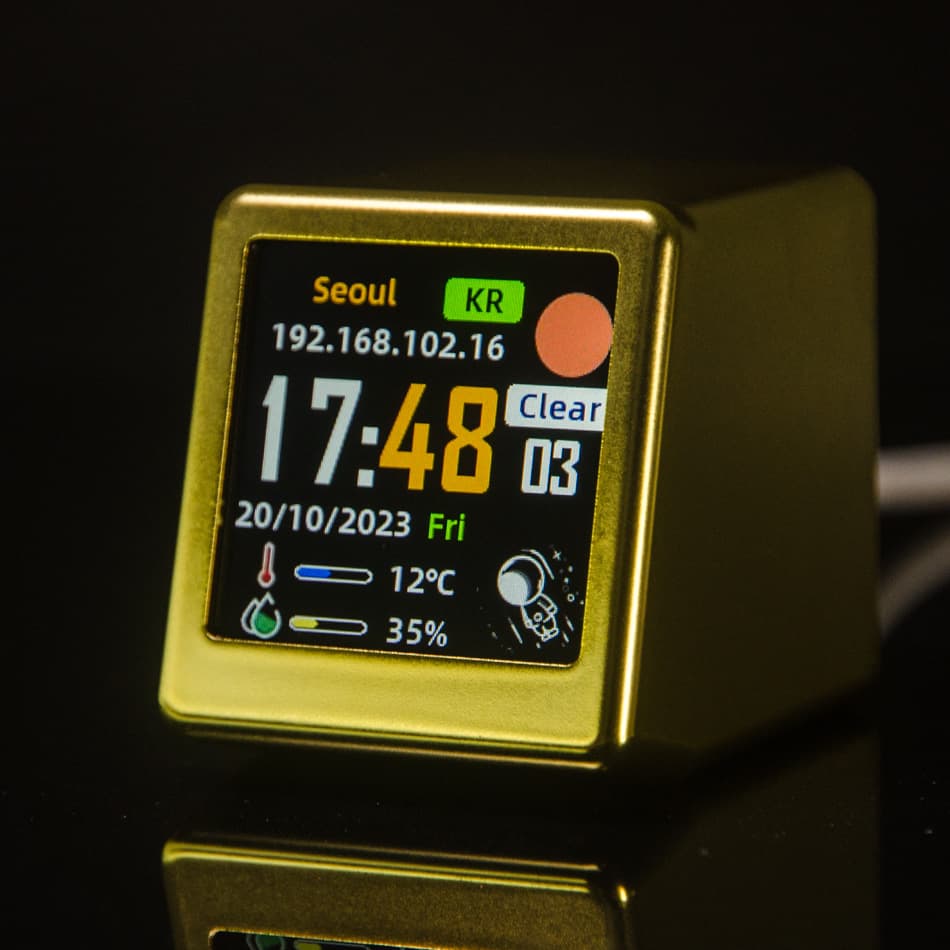 2-Piece Mini Smart Wi-Fi Weather Station Clock - Desktop Digital - Gold