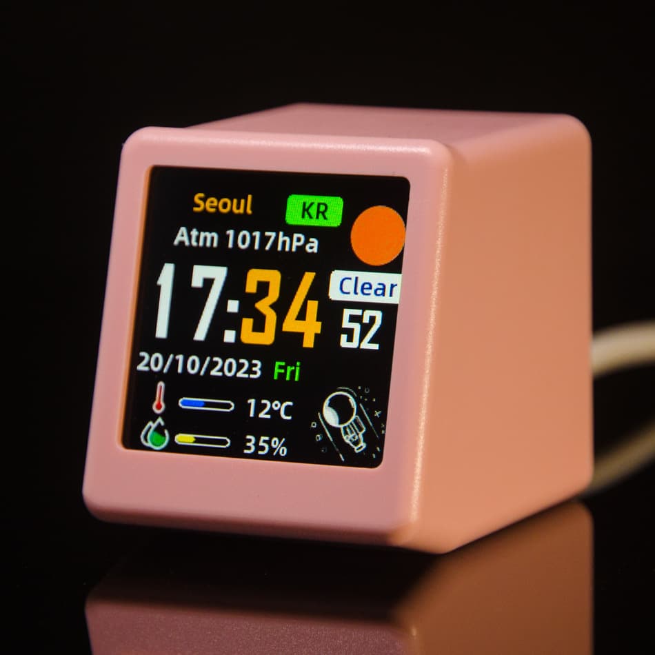 2-Piece Mini Smart Wi-Fi Weather Station Clock - Desktop Digital - Pink