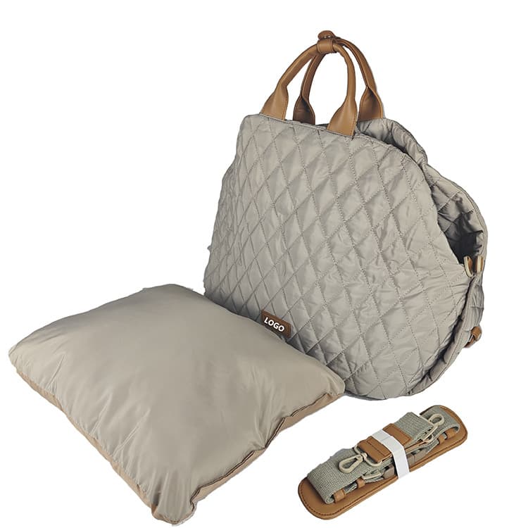 Quilted 2-in-1 Pet Travel Carrier & Car Booster Seat for Small Dogs (beige)
