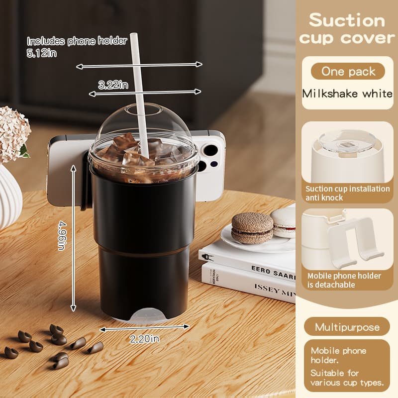 Multi-Purpose Anti-Spill Cup Holder with Suction Base - With Black