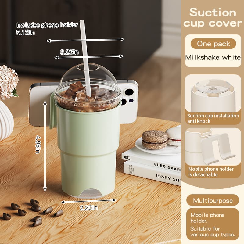 Multi-Purpose Anti-Spill Cup Holder with Suction Base - With Green