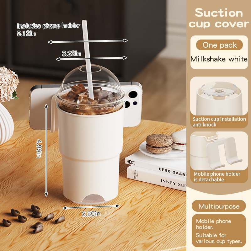 Multi-Purpose Anti-Spill Cup Holder with Suction Base - With White