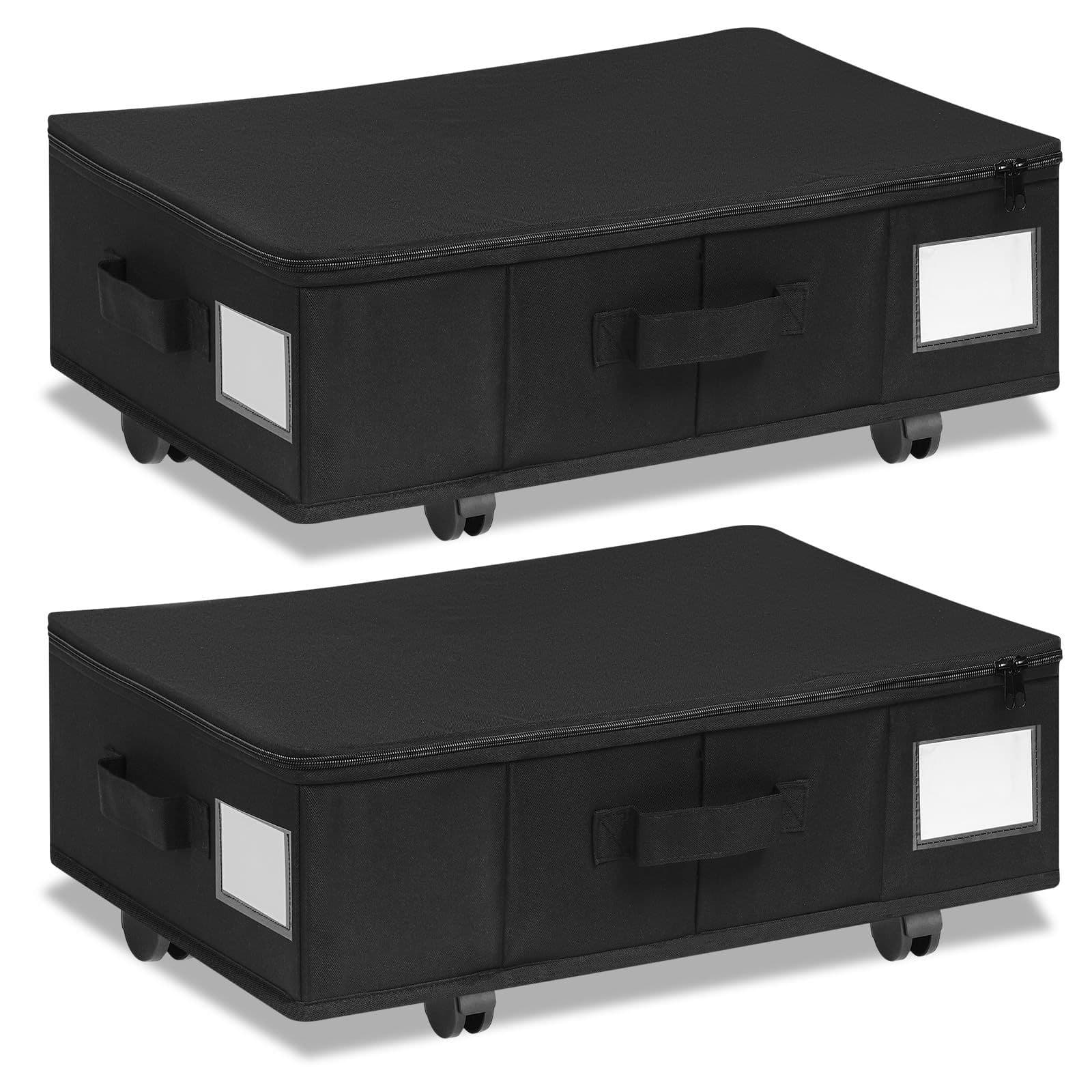 1 piece Black Size S Collapsible Underbed Storage Organizer with Wheels