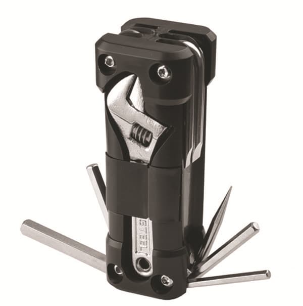 Black Versatile 16-in-1 Bike & Motorcycle Multi-Tool - Portable Repair Kit