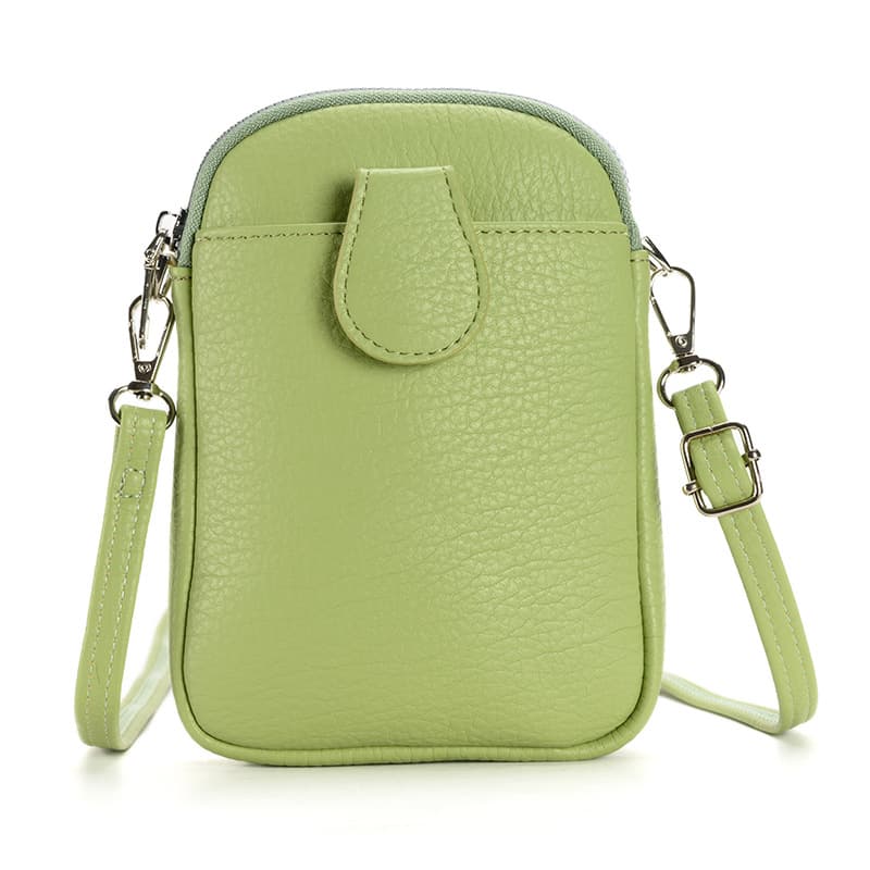 Green Crossbody Phone Bag - Women's PU Leather Mini Shoulder Purse