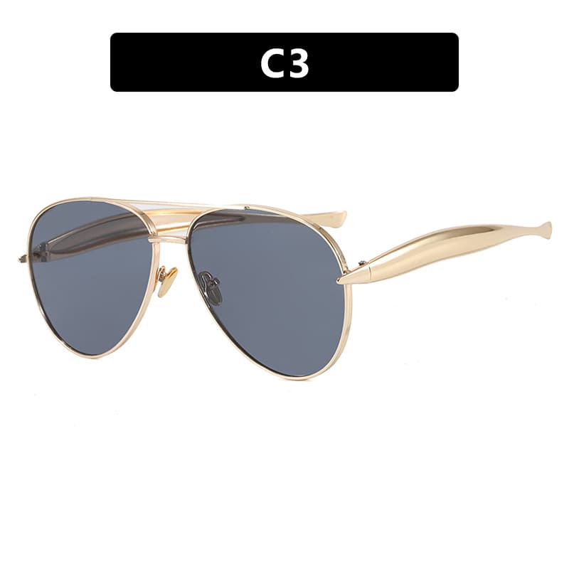 Style C3 Gold Frame Grey Lenses Oversized Aviator Sunglasses - C3 Grey