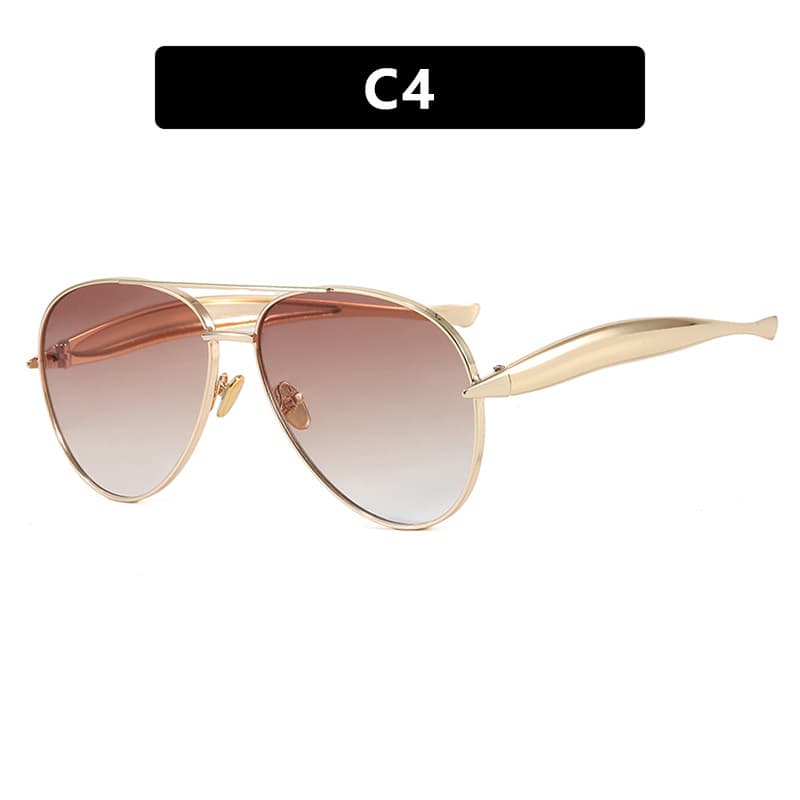 Style C4 Gold Frame Brown Lenses Oversized Aviator Sunglasses - C4 Brown