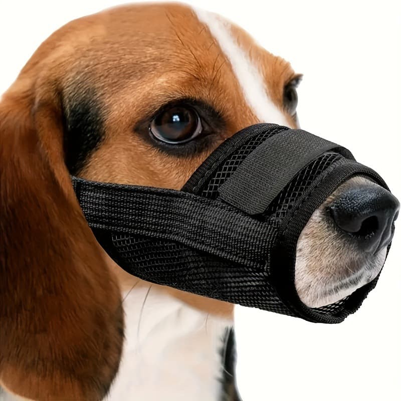 3-Piece Size S Black Breathable Mesh Dog Muzzle - Soft & Guard to Prevent