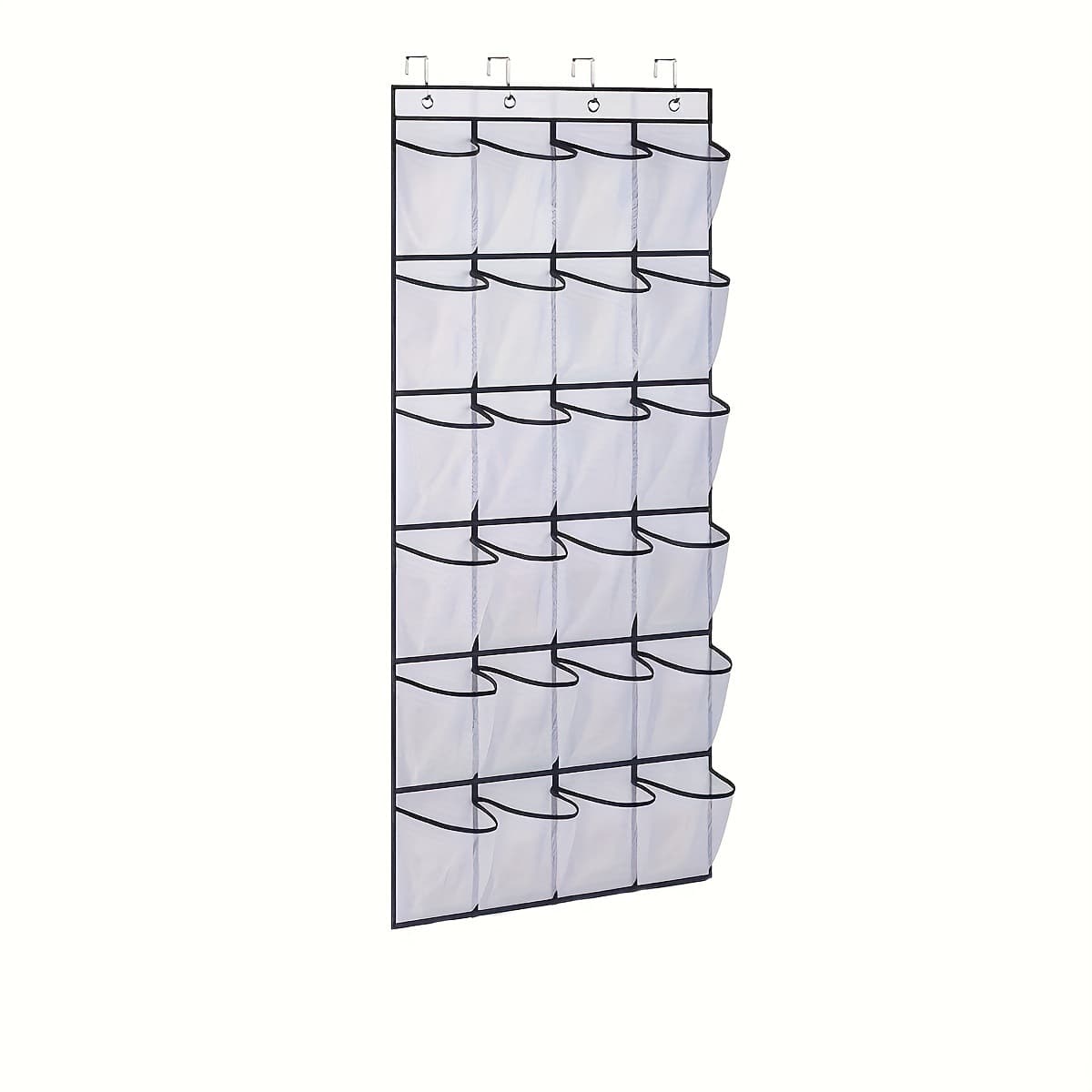 White Over the Door Shoe Organizer with 24 Mesh Pockets - Space Saving