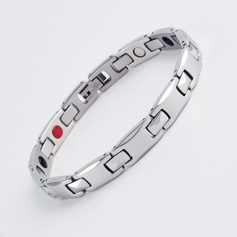 Silver Women's Titanium Steel Magnetic Bracelet with Negative Ions