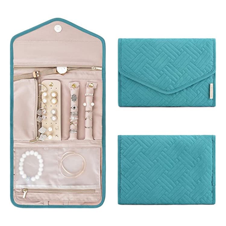 Blue Portable Jewelry Roll Bag Travel Organiser - Jewelry is not included