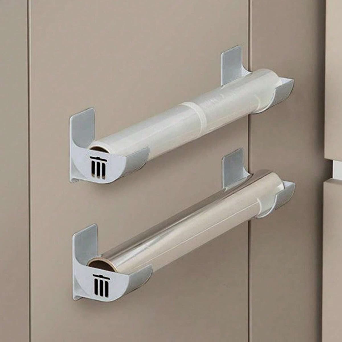 Grey 10-Pair Self-Adhesive Wall Mount Storage Holders - Drill-Free Plastic