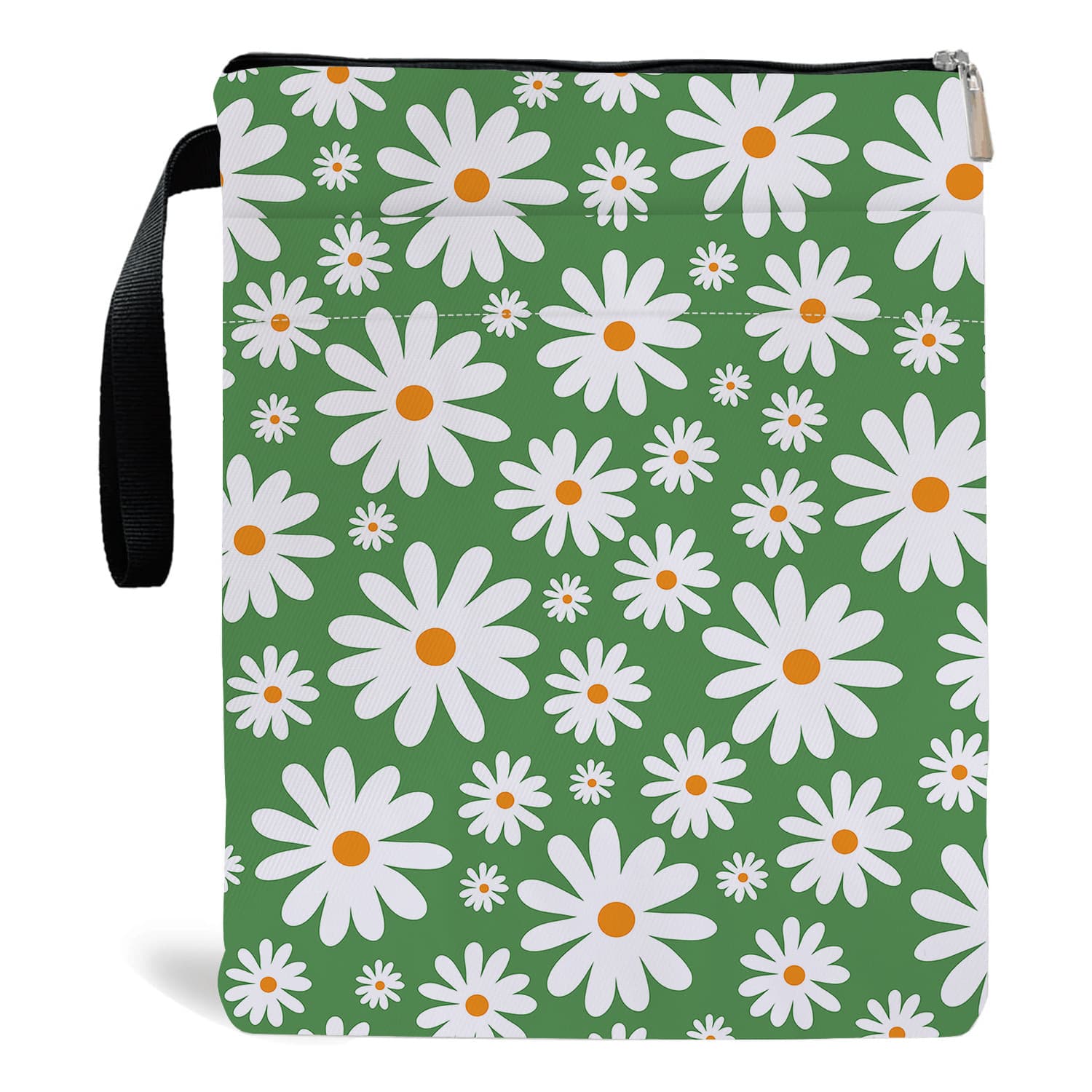 Green Floral pattern book cover with zippered pocket - Lightweight - BS001