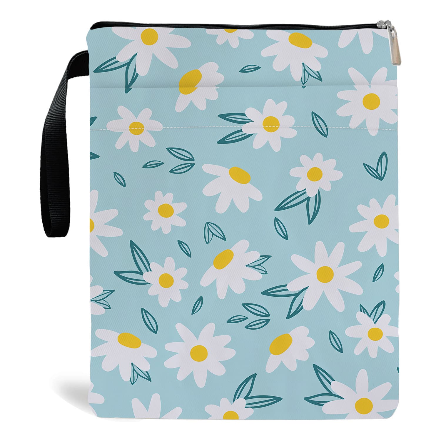 Blue Floral pattern book cover with zippered pocket - Lightweight - FBS001