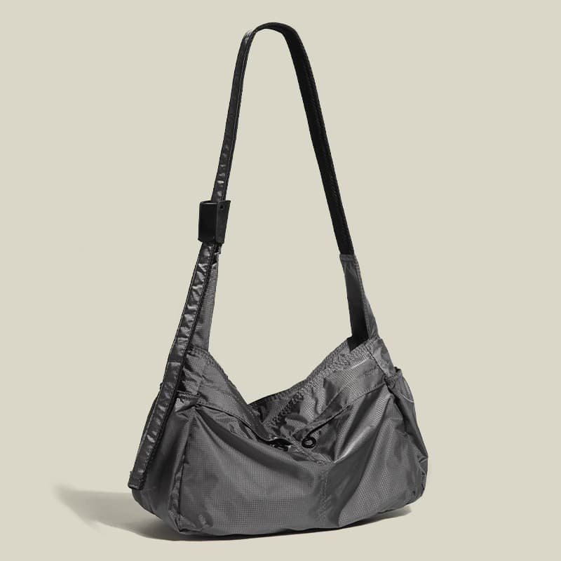 Grey Large Capacity Nylon Tote Bag - Water Resistant Casual Shoulder Bag