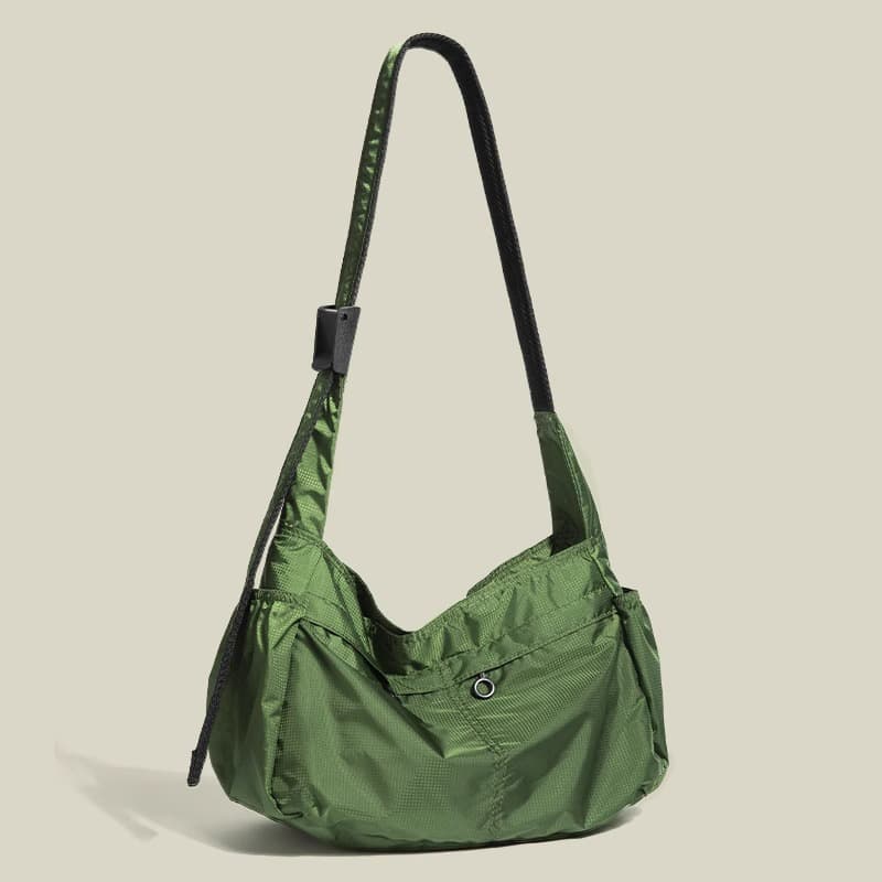 Green Large Capacity Nylon Tote Bag - Water Resistant Casual Shoulder Bag
