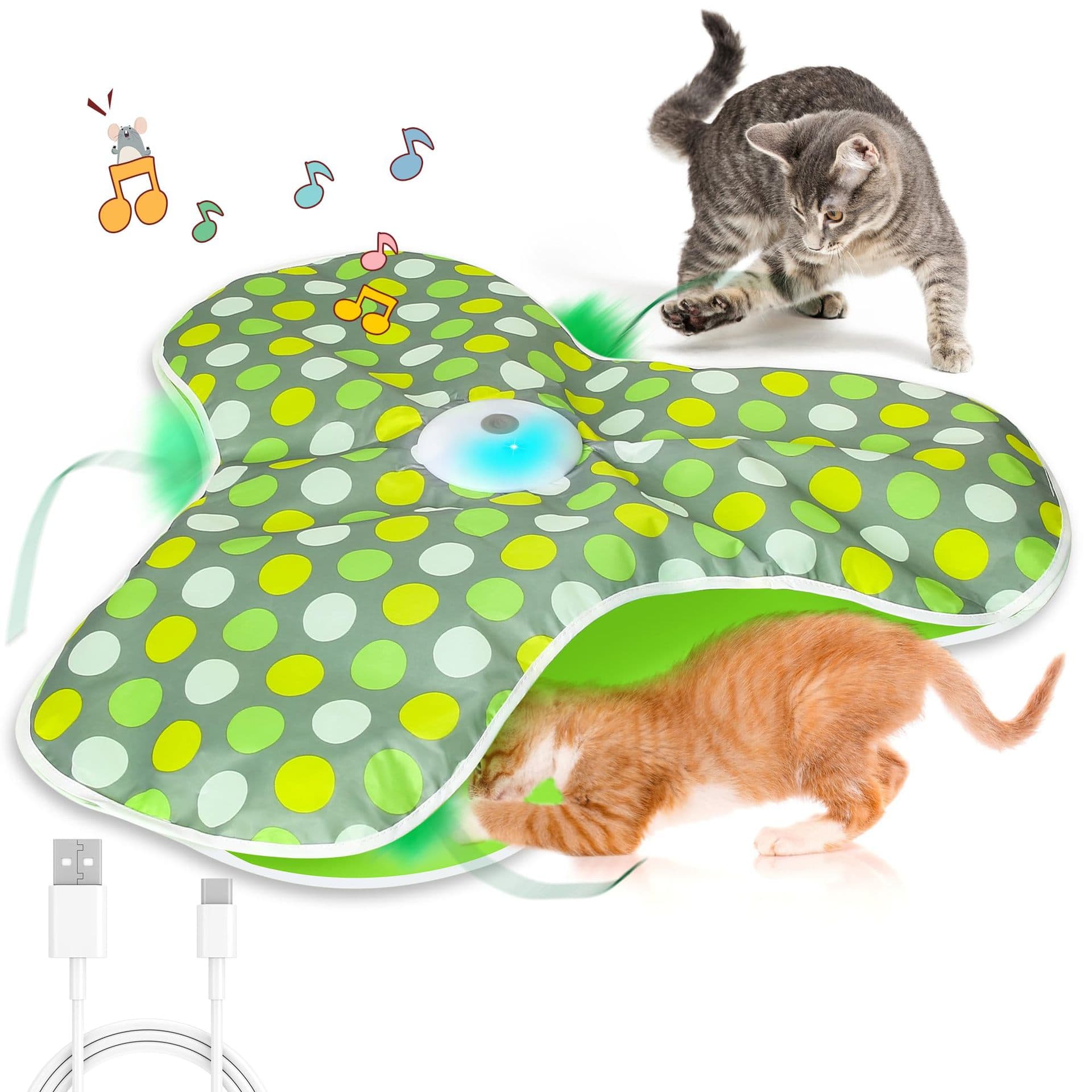 Green Interactive Cat Toys Rechargeable, Moving Concealed - Green Concealed