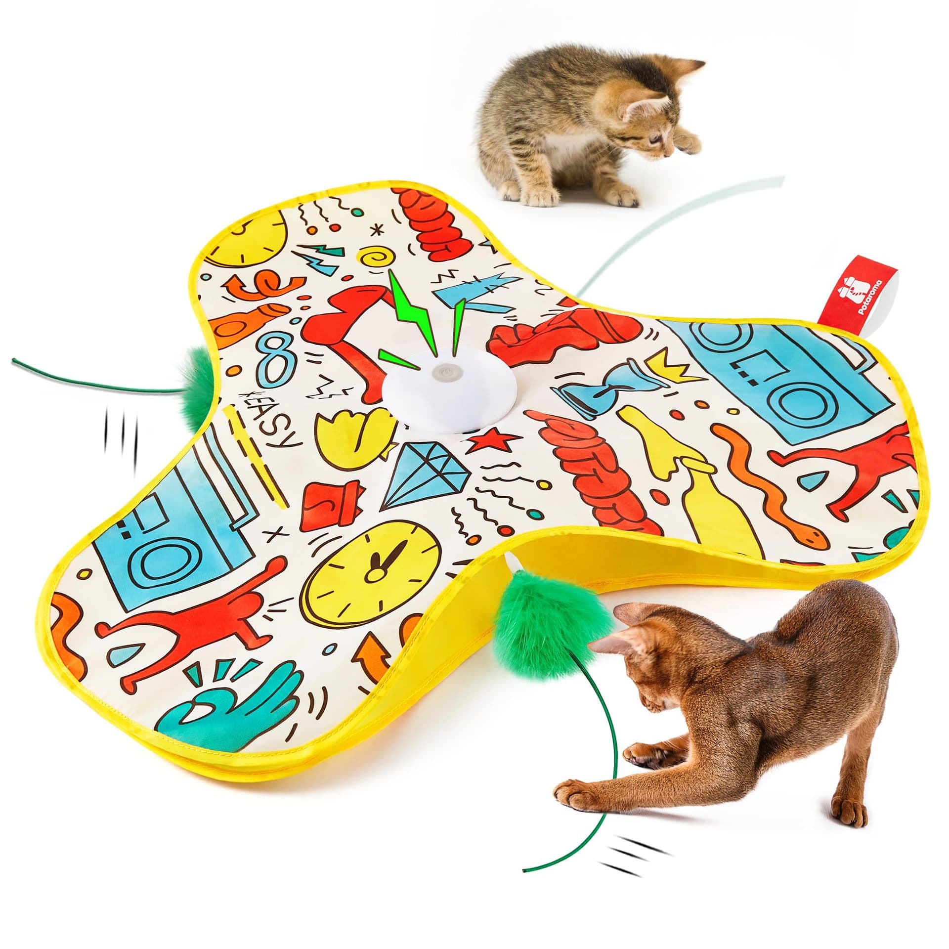 Yellow Interactive Cat Toys Rechargeable, Moving - Yellow Concealed