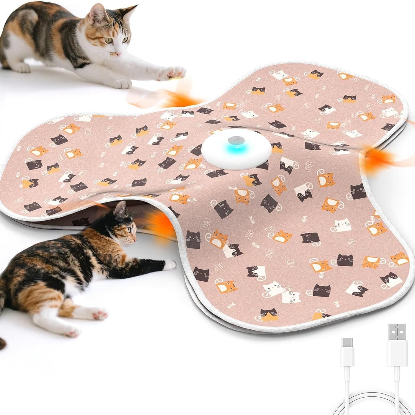 Pink Interactive Cat Toys Rechargeable, Moving Concealed - Pink Activated