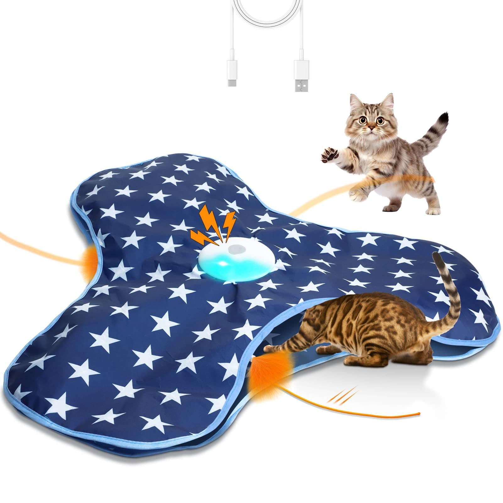 Dark Blue Interactive Cat Toys Rechargeable, Moving - Dark Blue Concealed
