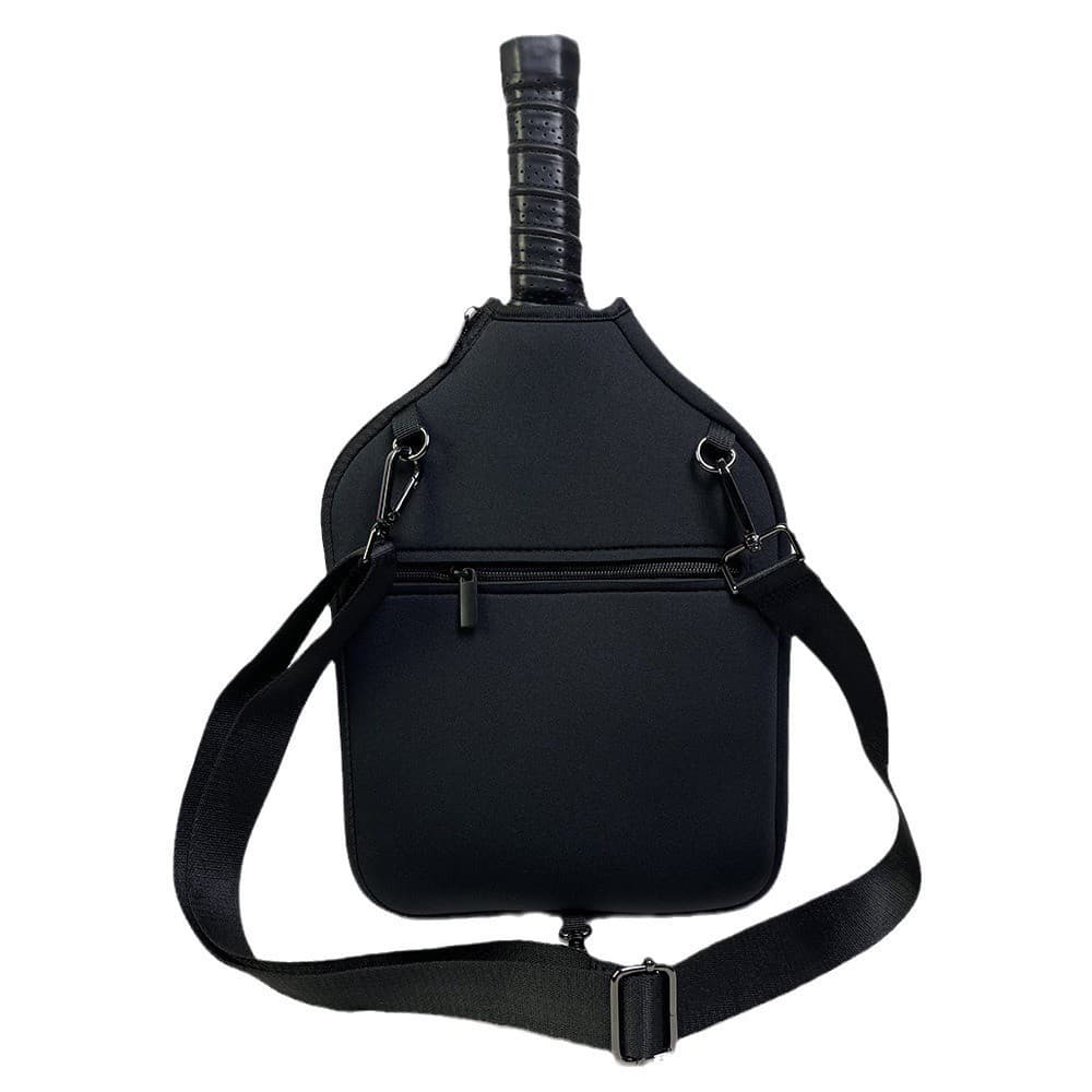 Black Neoprene Pickleball Paddle Cover - Waterproof Side Pocket Design