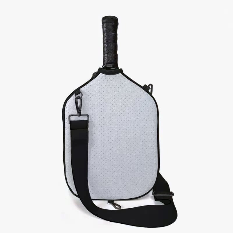 Grey Neoprene Pickleball Paddle Cover - Waterproof Side Pocket Design
