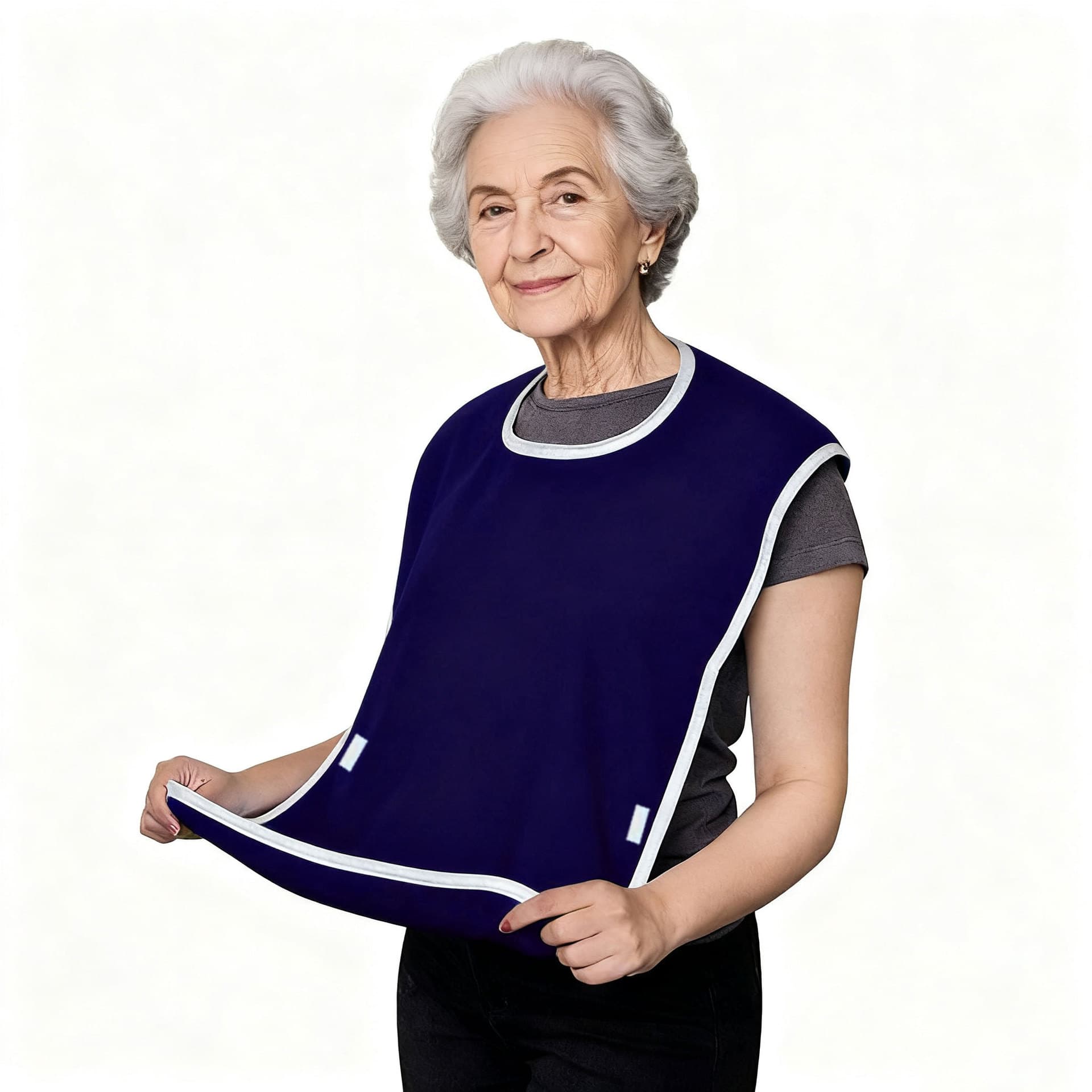 Dark Blue Anti-Stain Feeding Apron with Pocket - Adjustable Care - 2-Pack