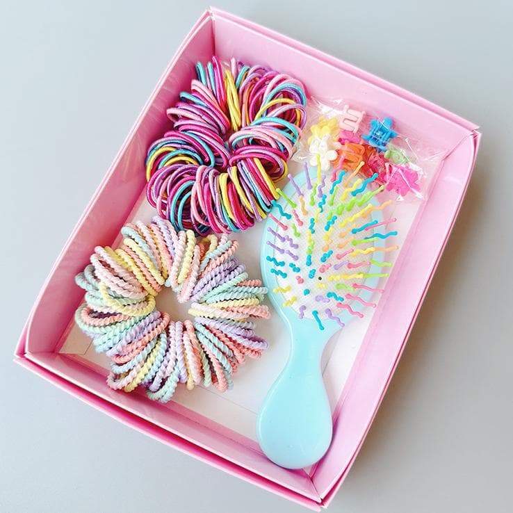 Style 1 Boxed Hair Tie Set with Pink Rubber Bands, Hair Accessories & Mini
