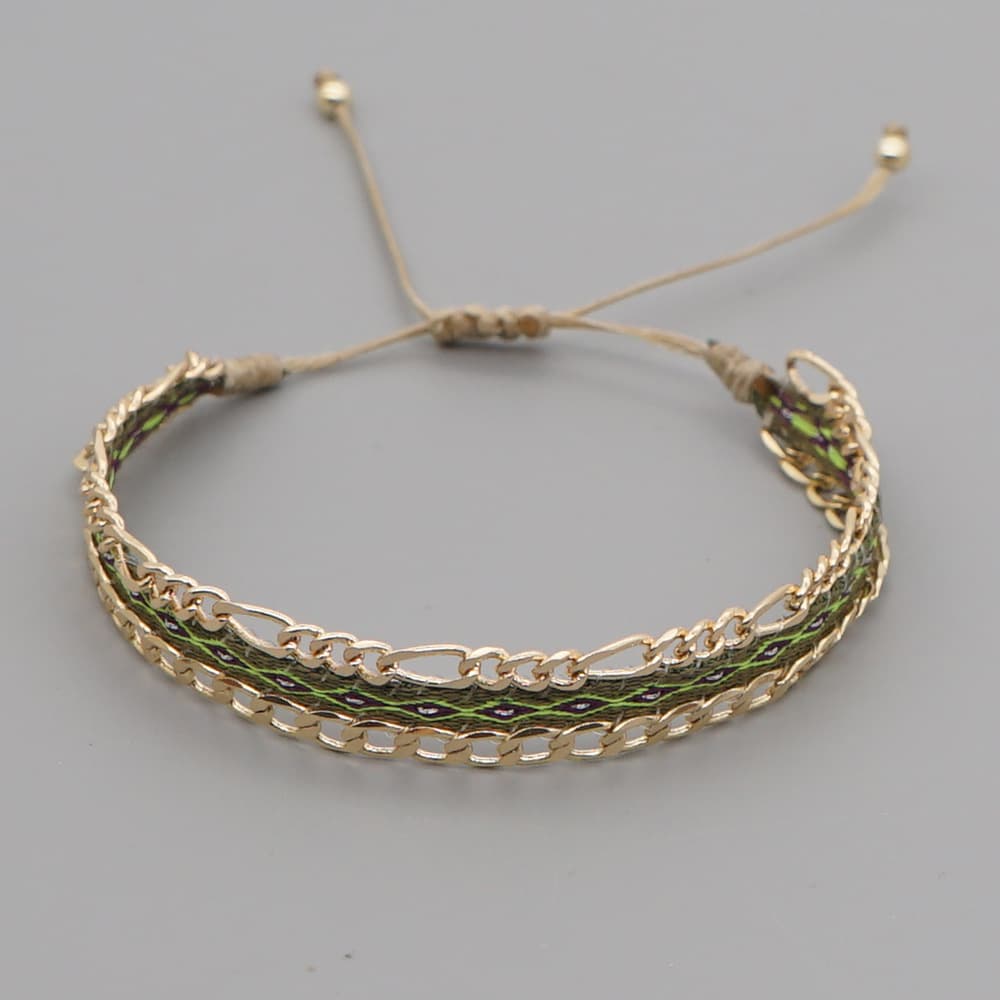 Beige-yellow Style Artisan Boho Beaded Bracelet - Handmade - Beige yellow