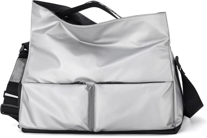 Silver Large Capacity Waterproof Tote Bag - Convertible Crossbody Messenger
