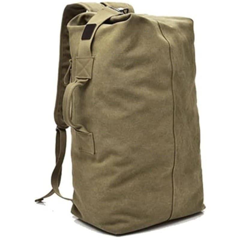 Khaki Vintage Canvas Backpack Large Capacity Rucksack for Travel and Hiking
