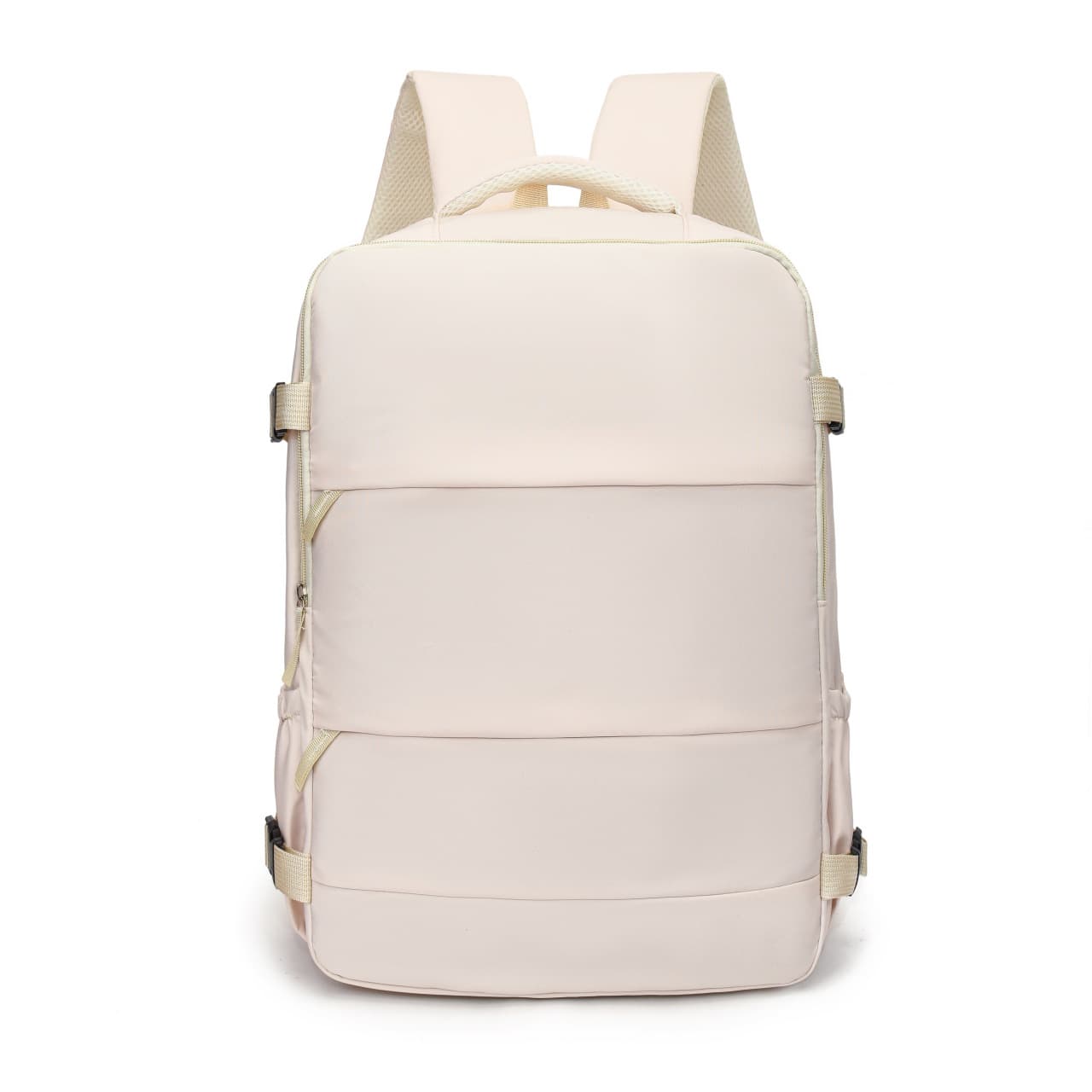 White 25L Travel Laptop Backpack with Shoe Compartment 180 Degree Opening