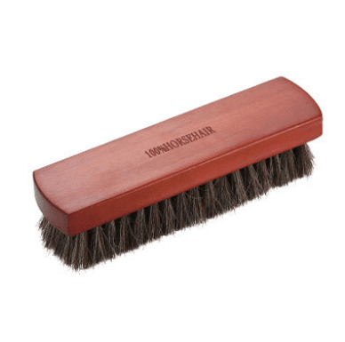 2 Pack Brown 18 × 5 cm Horsehair Shoe Brush Set Solid Wood Handle Soft