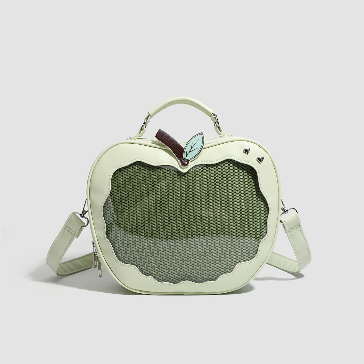 Green Apple Shaped Ita Bag Convertible Backpack Crossbody - Green Crossbody