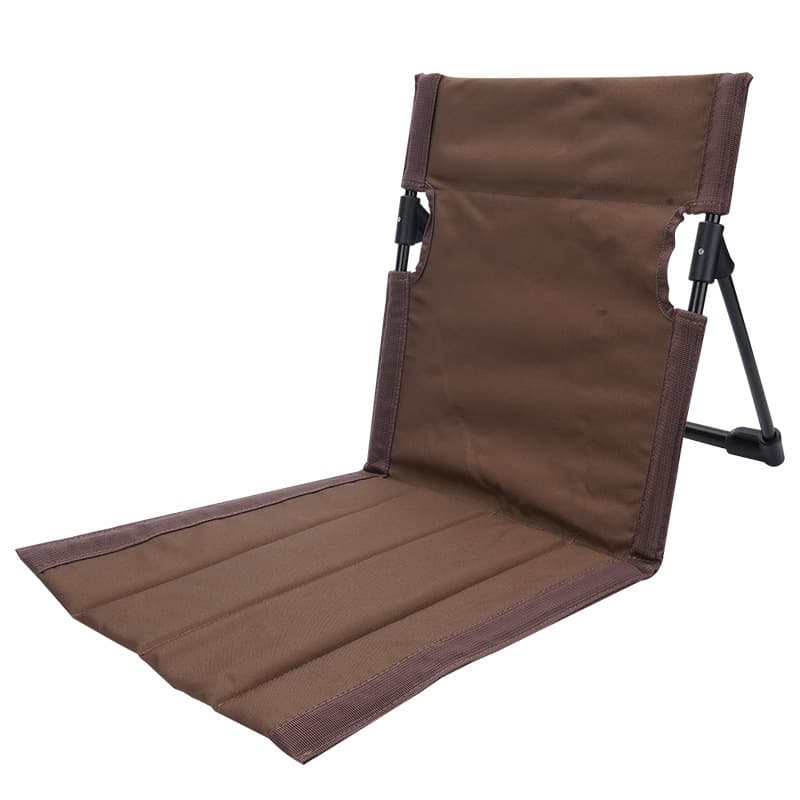 Brown Portable Outdoor Ground Chair with Back Support Folding Beach Mat Seat