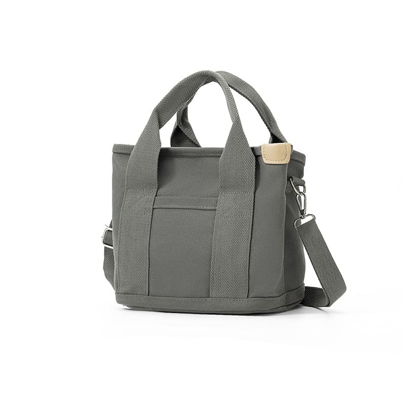 Grey Small Canvas Tote Bag Crossbody Lunch Handbag - Grey Crossbody