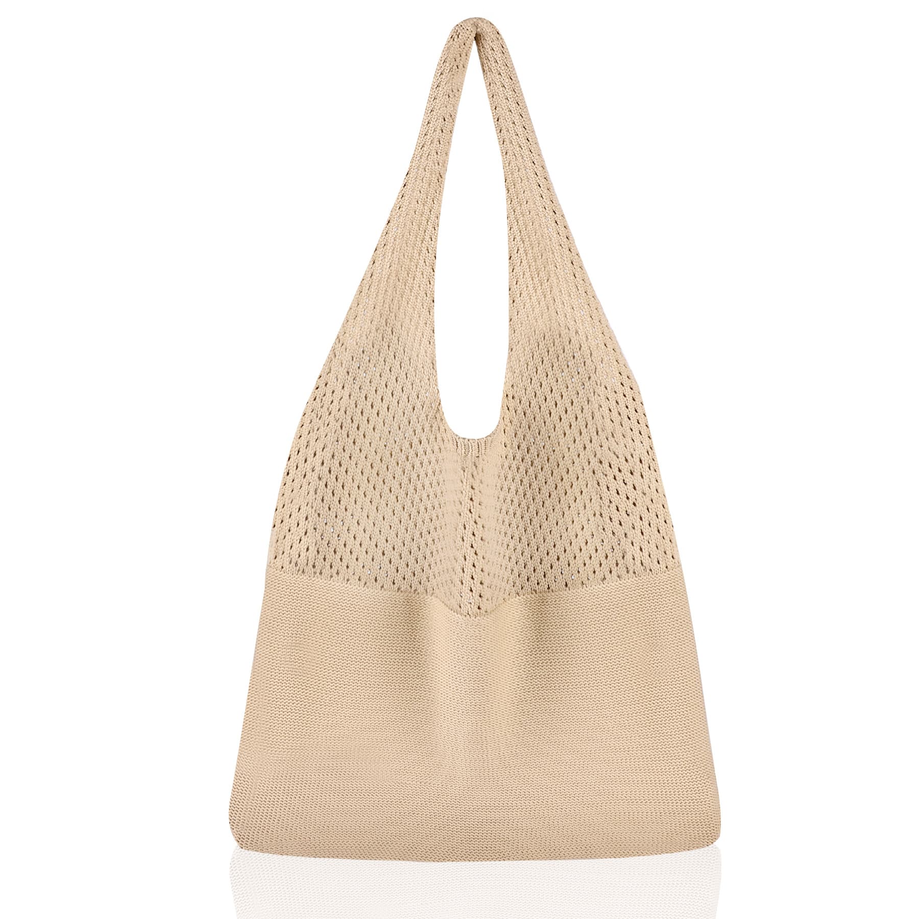 Brown Women's Large Mesh Beach Tote Bag Boho Crochet Shoulder Shopper