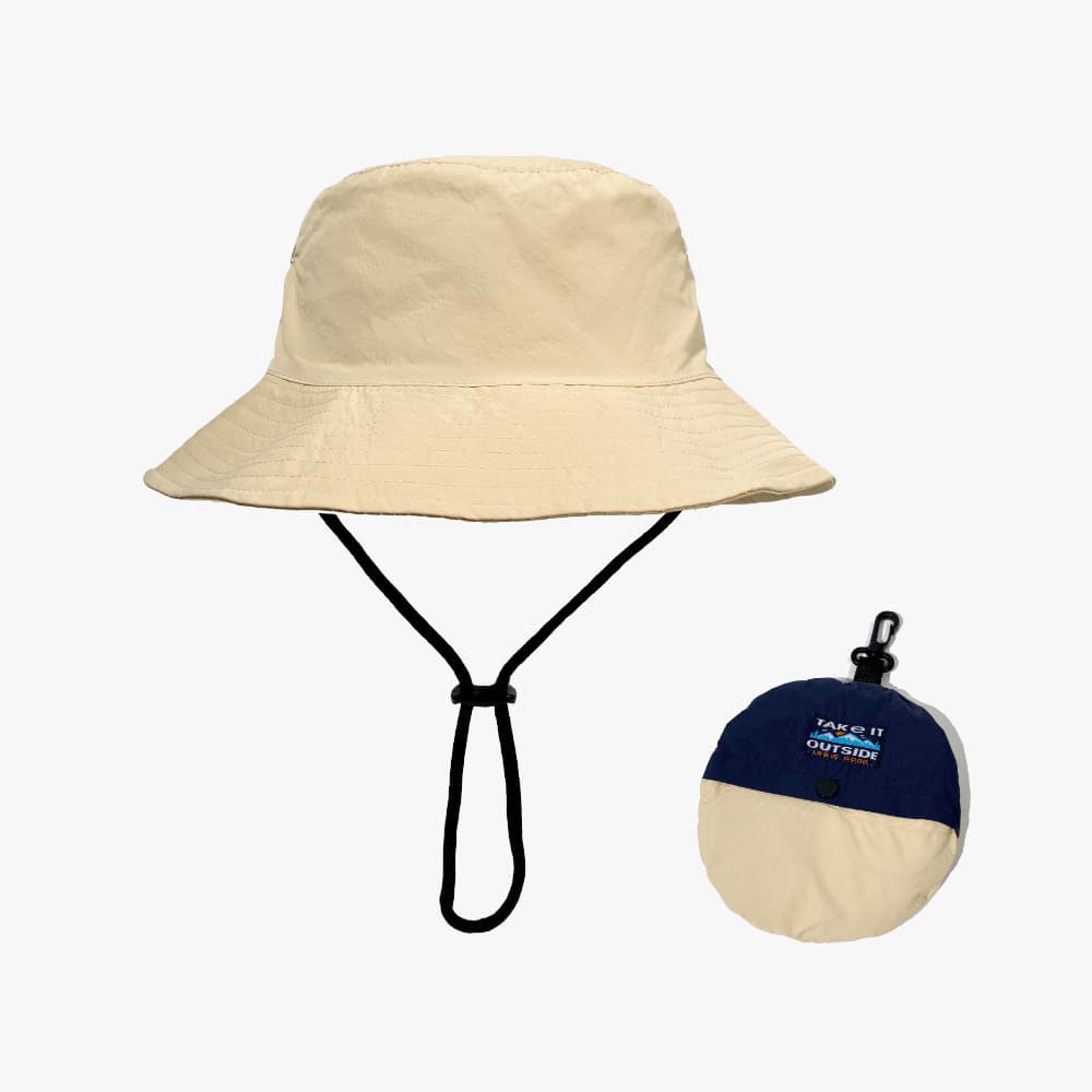 Khaki Foldable Waterproof Bucket Hat Packable Sun Cap Wide Brim